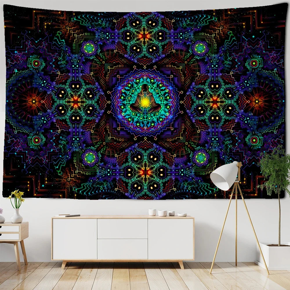Meditierender Fluoreszenz Schwarzlichtposter