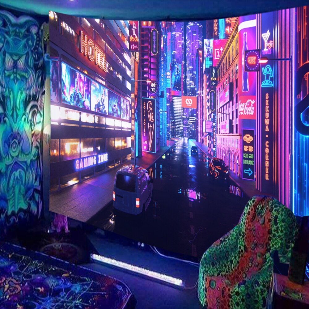 Cyberpunk Futuristic Schwarzlichtposter