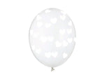 6 Stk. Luftballon Ø30cm "weiße Herzen" | Crystal Clear