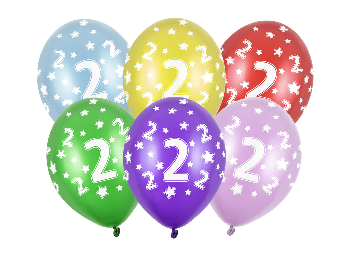 6 Stk. Latexballon Ø30cm "Happy Birthday" | Zahl #2