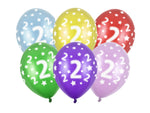 6 Stk. Latexballon Ø30cm "Happy Birthday" | Zahl #2