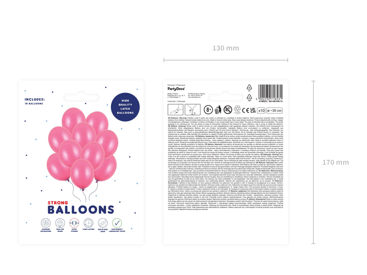 10 Stk. Luftballon Ø30cm "Uni Metallic" | Pink