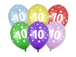 6 Stk. Latexballon Ø30cm "Happy Birthday" | Zahl #10