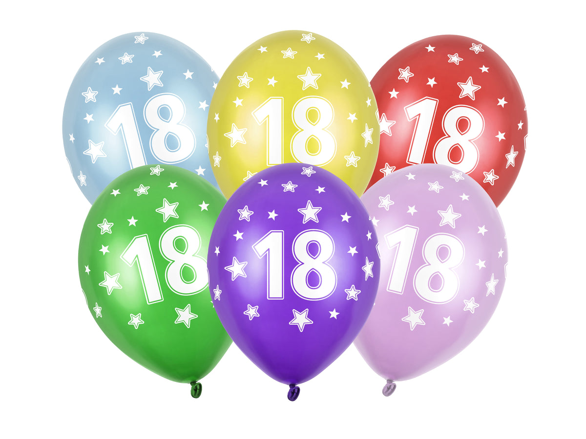 6 Stk. Latexballon Ø30cm "Happy Birthday" | Zahl #18