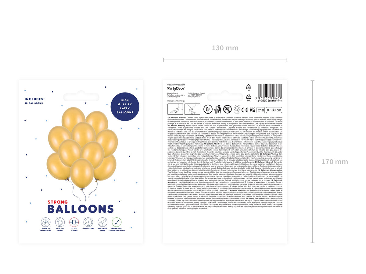 10 Stk. Luftballon Ø30cm "Uni Metallic" | Gold