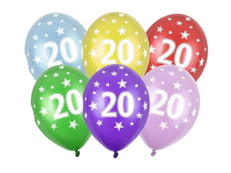 6 Stk. Latexballon Ø30cm "Happy Birthday" | Zahl #20
