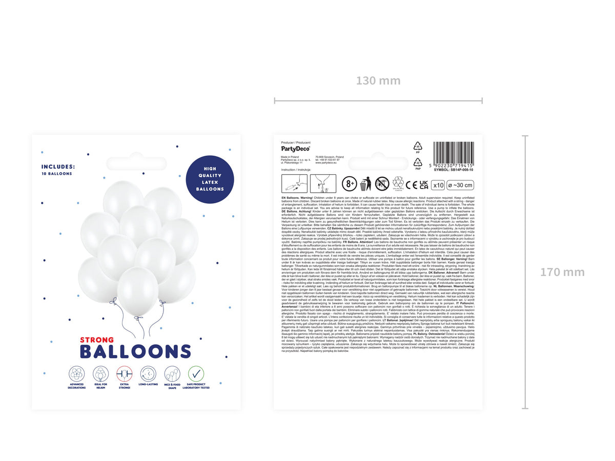 10 Stk. Latexballon Ø30cm "Uni Metallic" | Weiß