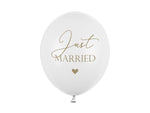 Latexballon Ø30cm "Just Married"| 6 Stk. - Weiß/Gold