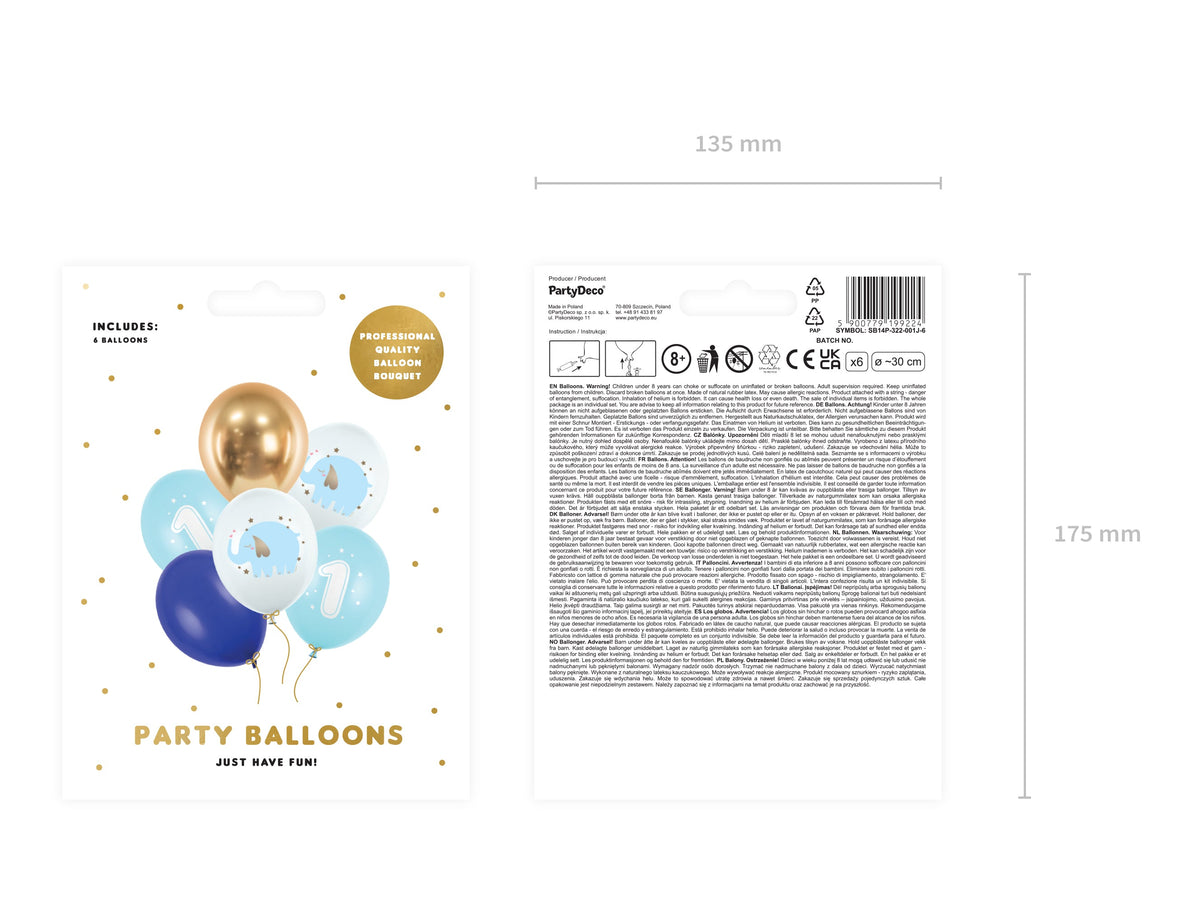Latexballon Ø30cm "1. Geburtstag" | 6 Stk. - Blau