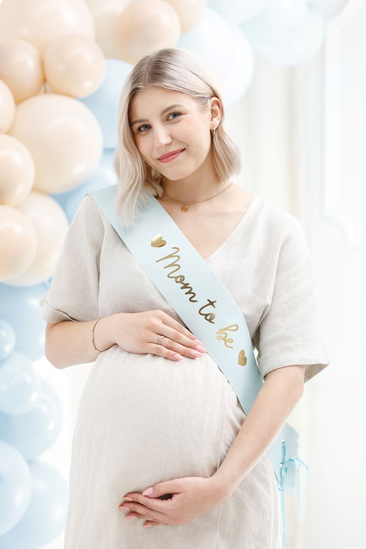Schärpe "Mom to Be" für Babyshower | Hellblau