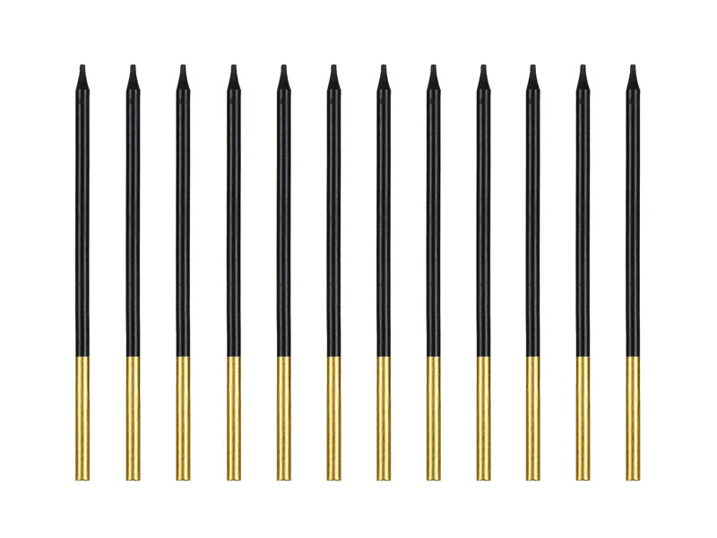 Geburtstagskerzen 14 cm | 12 Stk. - Schwarz Gold