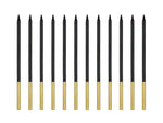 Geburtstagskerzen 14 cm | 12 Stk. - Schwarz Gold