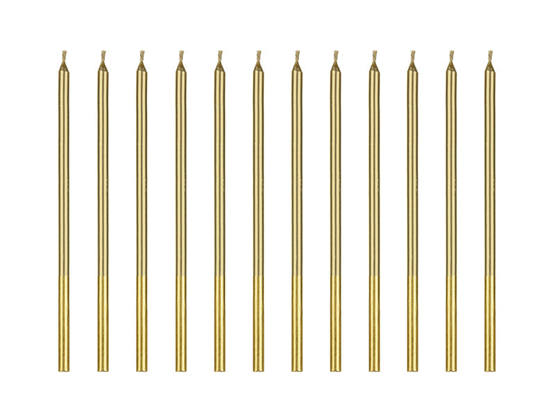 Geburtstagskerzen 14 cm | 12 Stk. - Glatt Gold