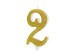 Geburtstagskerze Glitter Gold - 10 cm | Ziffer ''2''