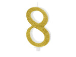 Geburtstagskerze Glitter Gold - 10 cm | Ziffer ''8''