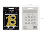 Geburtstagskerze Glitter Gold - 10 cm | Ziffer ''18''