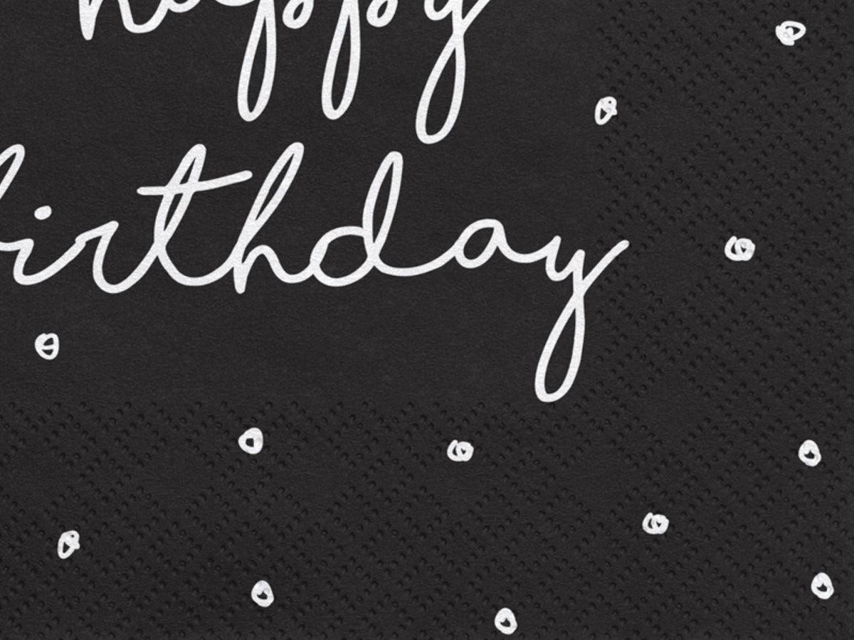 Servietten "Happy Birthday" 20Stk./33x33cm | Schwarz