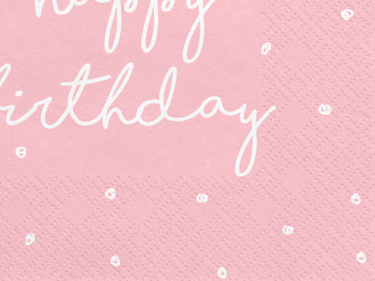 Servietten "Happy Birthday" 20Stk./33x33cm | Rosa