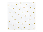 Servietten "Herzen" 20Stk/33x33cm | Weiß/Gold