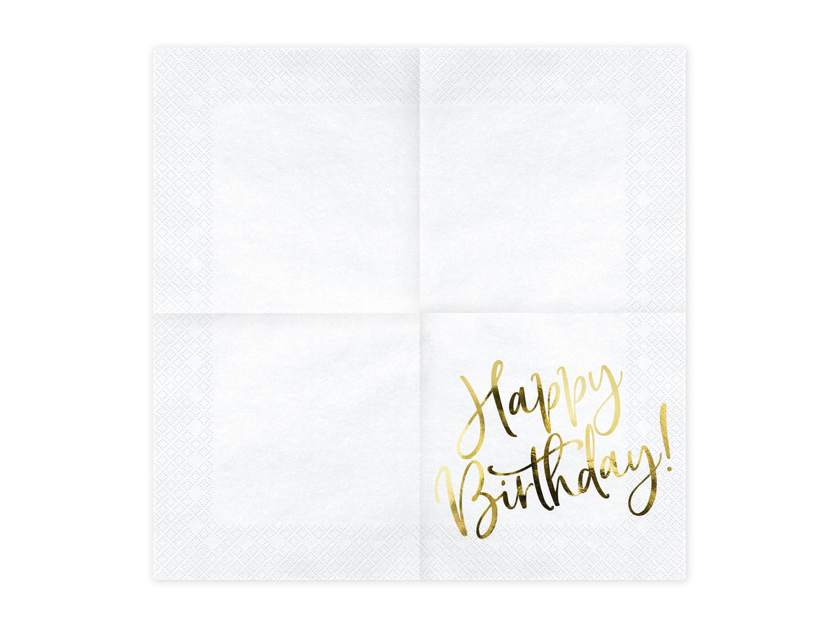 Servietten "Happy Birthday Gold" 20Stk./33x33cm