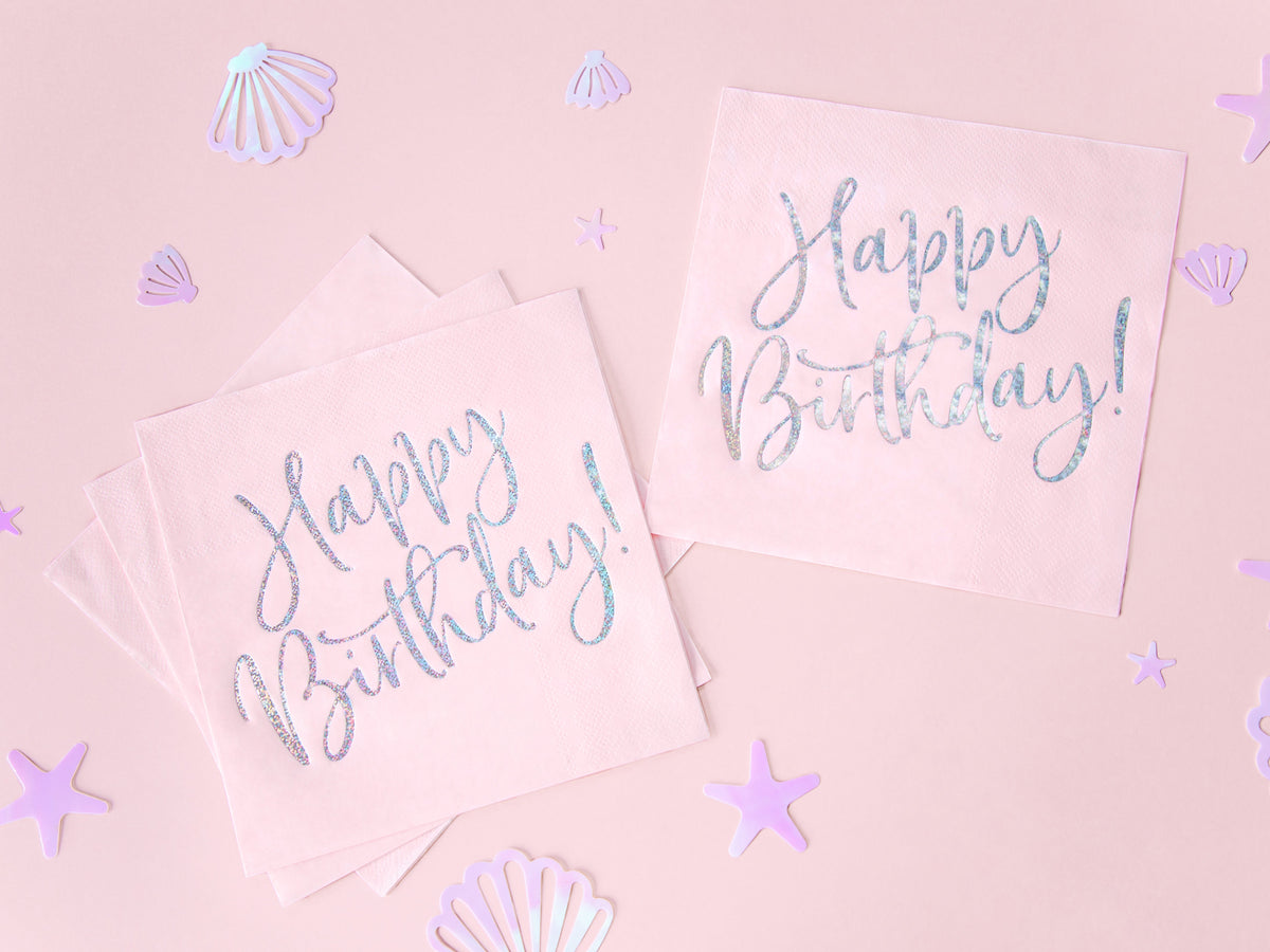 Servietten "Happy Birthday" 20Stk./33x33cm | Rosa
