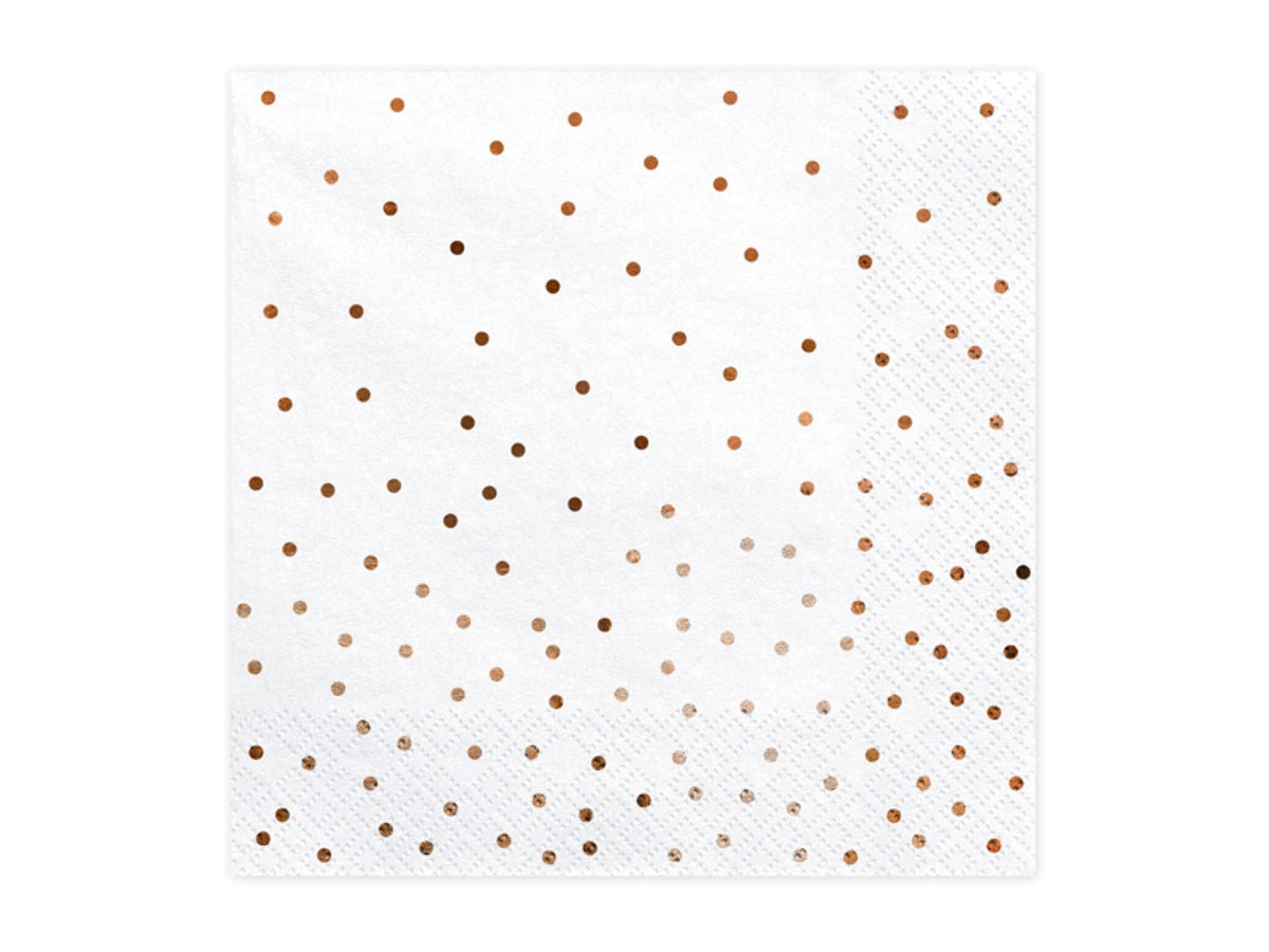 Servietten "Punkte"20Stk./33x33cm | Weiß/Roségold