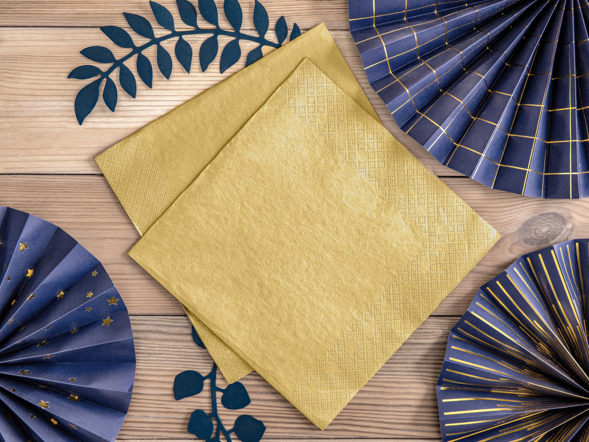 Servietten Uni 20Stk./40x40cm | Gold-Metallic