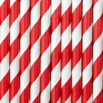 Strohhalm Papier Stripes 10Stk./195mm Rot