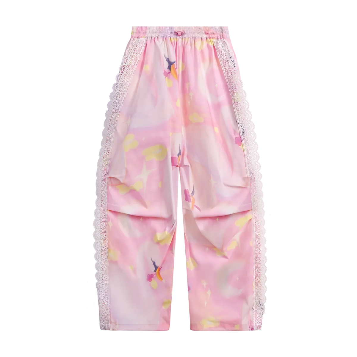 Swan Dream Parachute Pants with Lace Panels