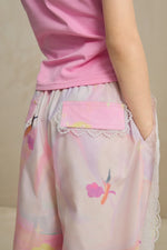 Swan Dream Parachute Pants with Lace Panels