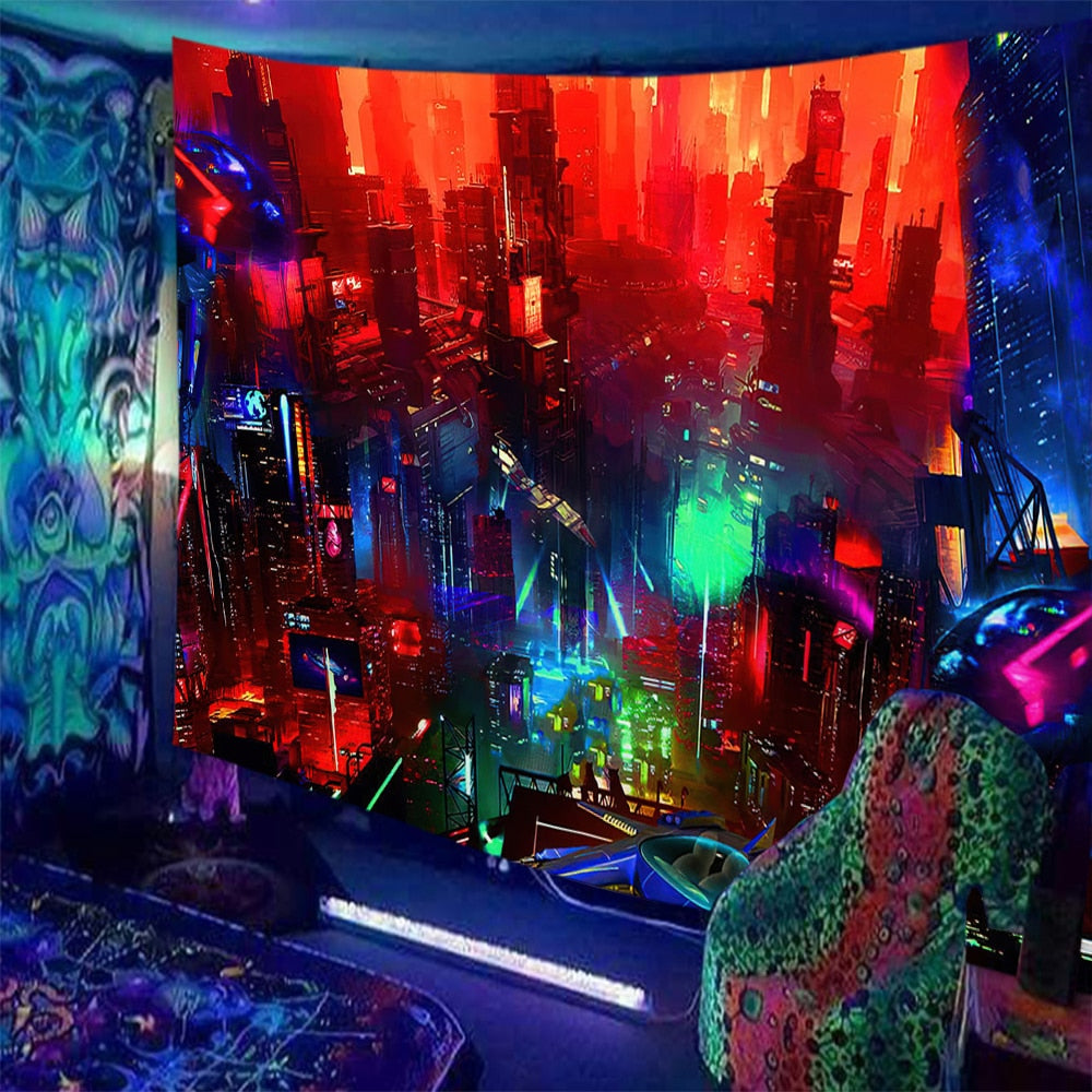 Cyberpunk Futuristic Schwarzlichtposter