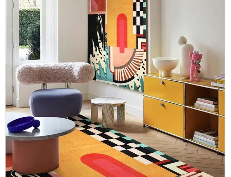 Bunter Abstrakter Kunst Teppich
