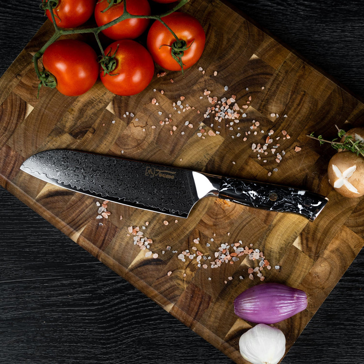 Santoku Black Marble
