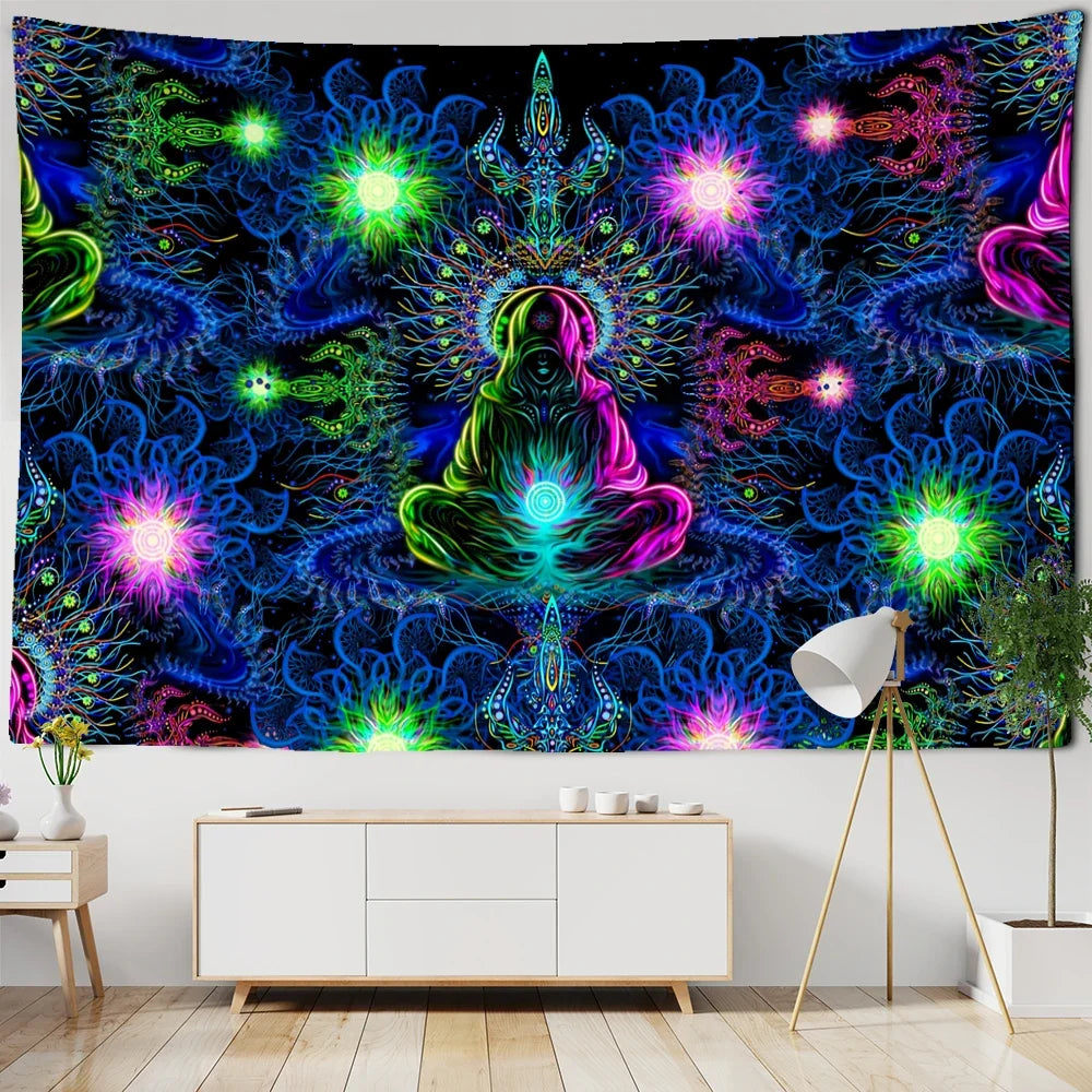 Meditierender Fluoreszenz Schwarzlichtposter