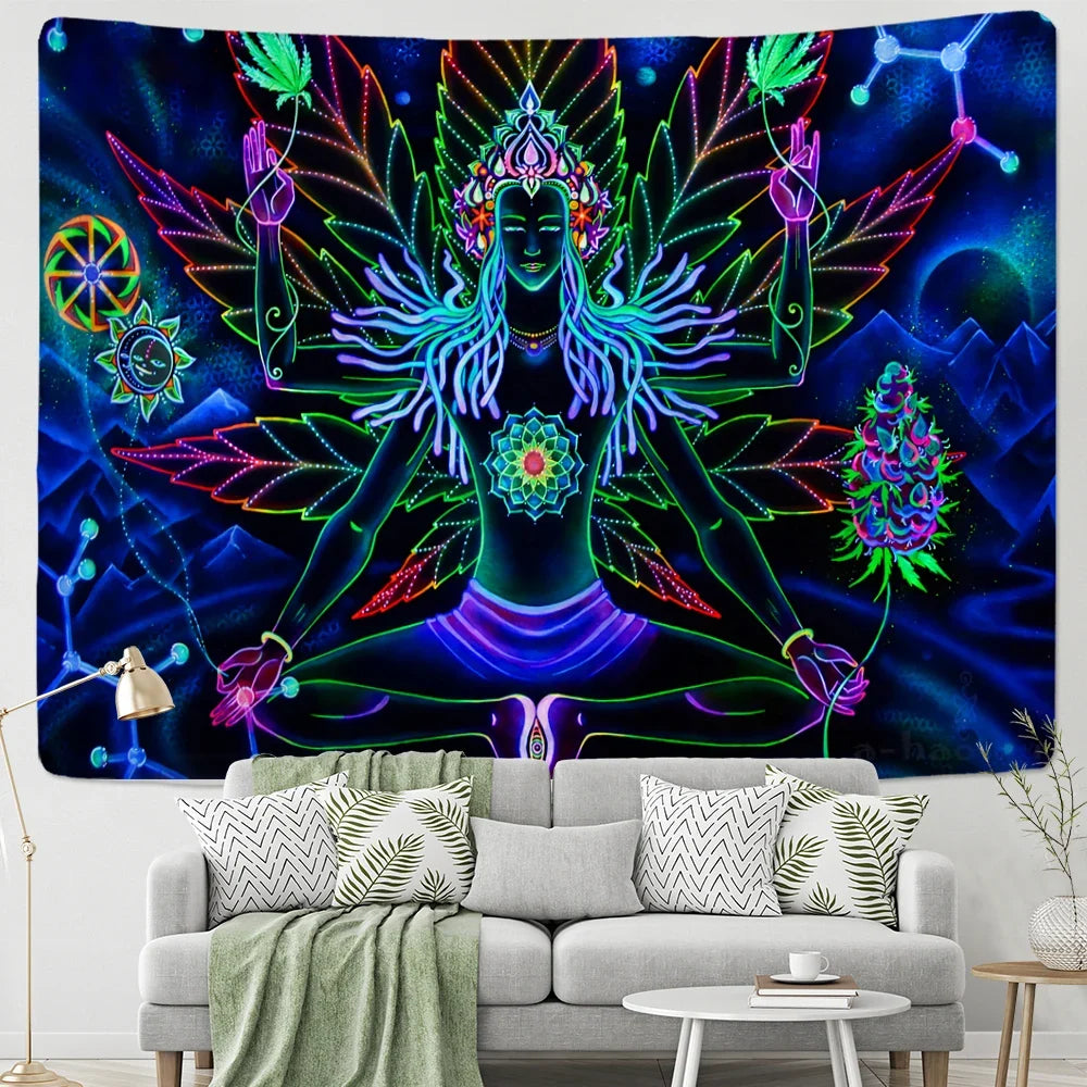 Meditierender Fluoreszenz Schwarzlichtposter