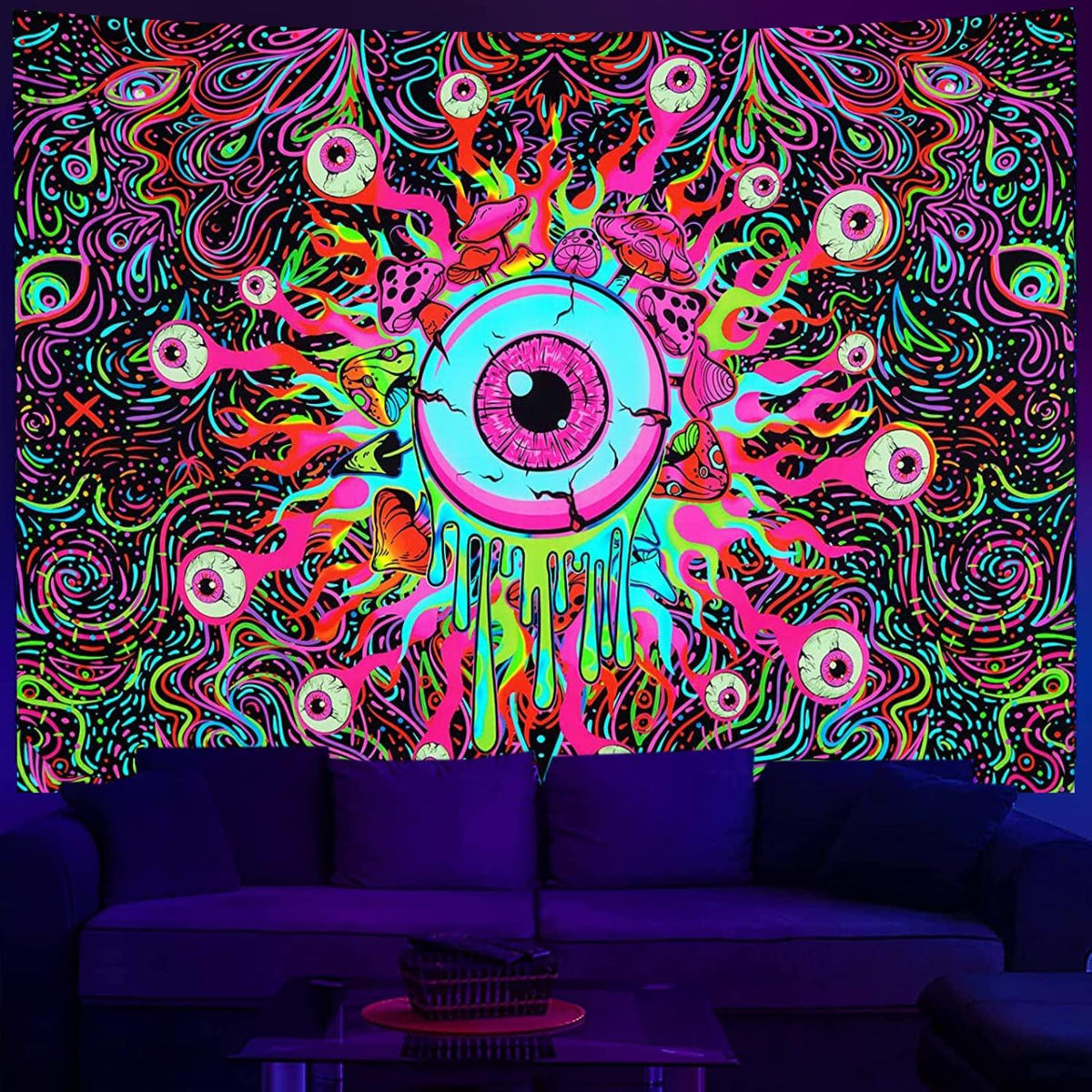 Mushroom Trippy Schwarzlichtposter