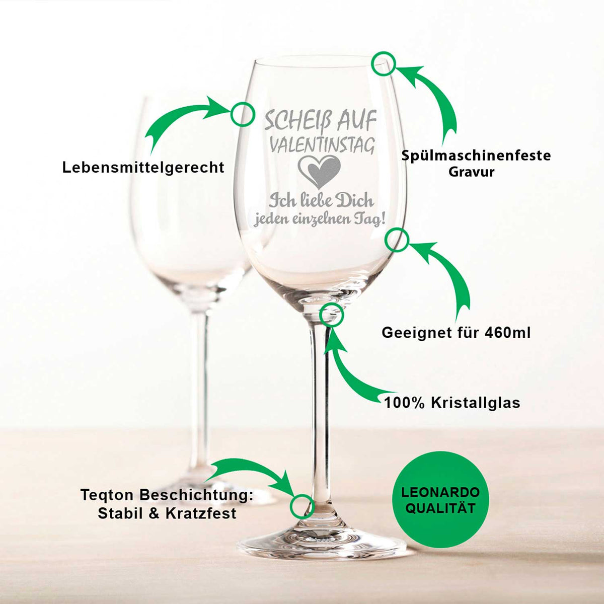 Stölzle Lausitz "Scheiß auf Valentinstag" Geschenk Set Weinglas + Weizenglas