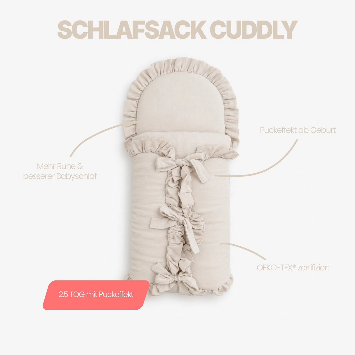 Schlafsack Cuddly Musselin – 2.5 TOG mit Puckeffekt