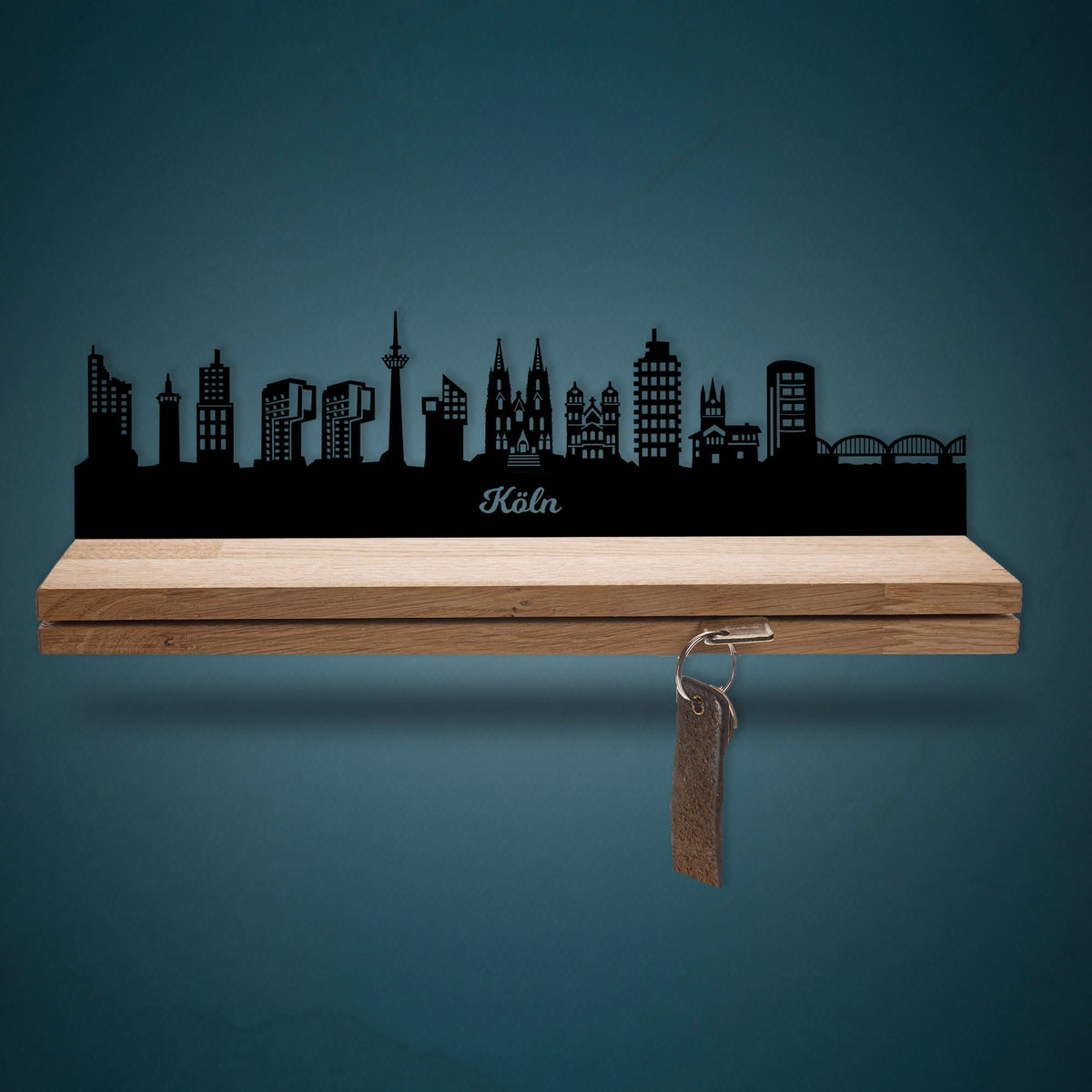 Schlüsselleiste Holz Skyline Köln