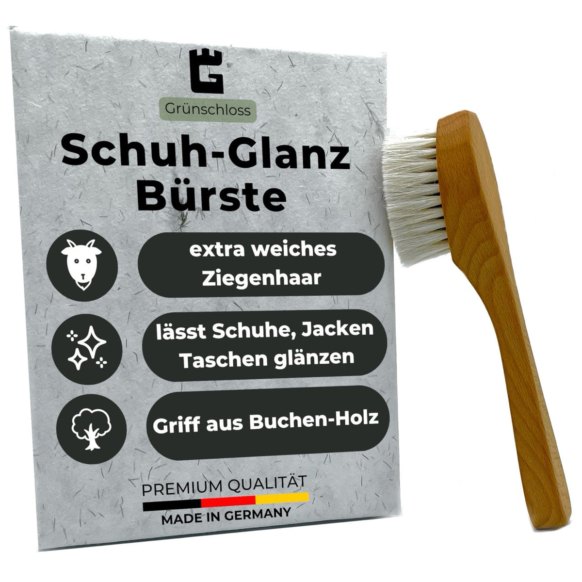 Schuhbürste weich Ziegenhaar - Polierbürste für einzigartigen Glanz