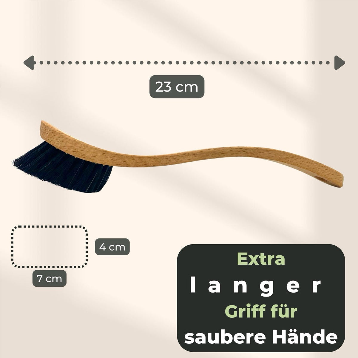 Schuhbürste mit Rosshaar Borsten - Sneaker Cleaner mit XXL Holzgriff