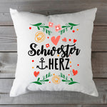 Bedrucktes Kissen mit Spruch Schwesterherz