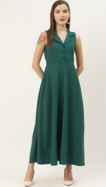 Women Green Solid Maxi Dress in Germany