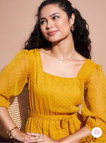 Self Design V-Neck Puff Sleeves Ruffled Tiered Fit & Flare Maxi Dress in Germany