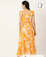 Yellow & White Printed Fit & Flare Dress in Berlin