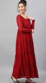 Women Solid Georgette Anarkali Kurta in Germany