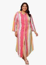 Wave Print Rayon Plus Size Shirt Dress for Women in Germany
