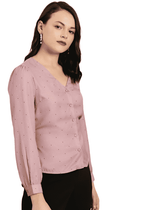Women Rose & Navy Blue Regular Fit Printed Back Tie-Up Casual Shirt in Berlin
