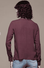 Mandarin Collar Roll-Up Sleeves Top in Berlin