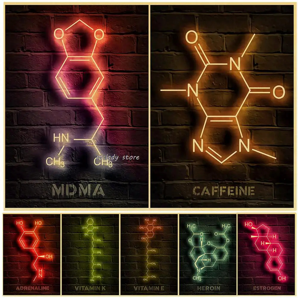 Neon Molecules Neon Poster